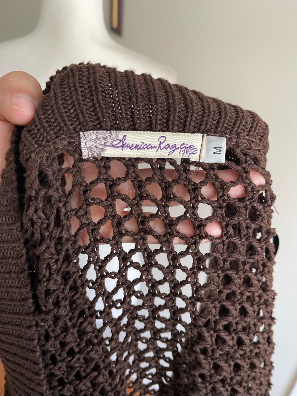 American Rag Brown Open Crochet Shrug Cardigan - Picture 5 of 5